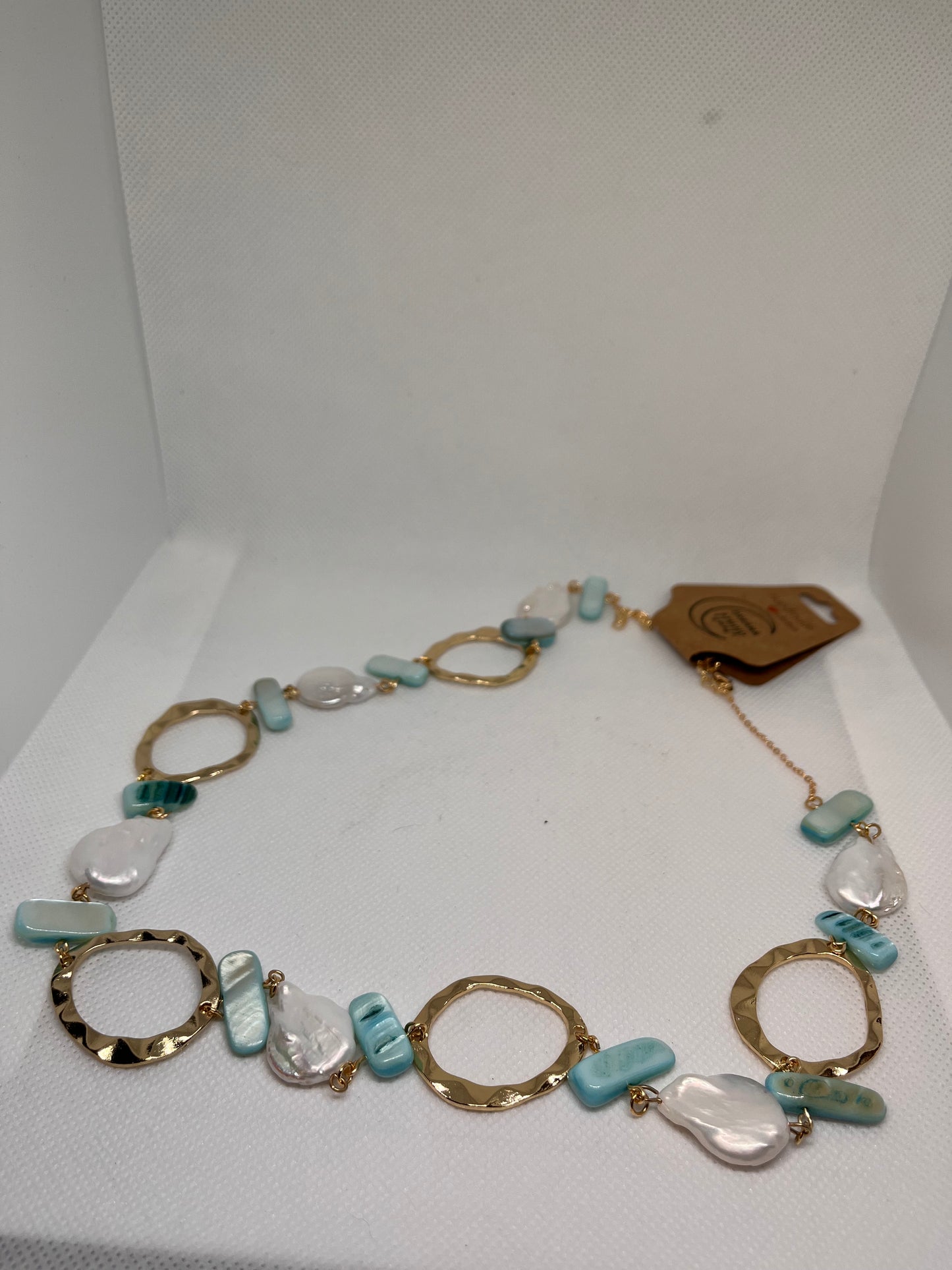Seaside Blue Nautical Necklace With Cultured Pearls