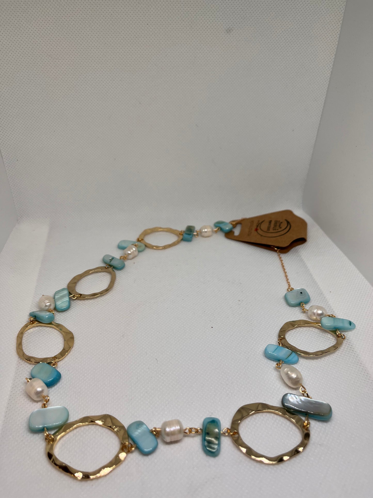 Seaside Blue Nautical Necklace With Cultured Pearls