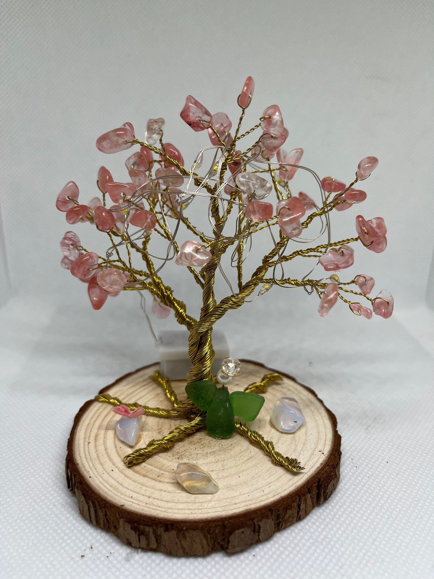 Magical Watermelon Quartz Tree with a Fairy and LED Lights