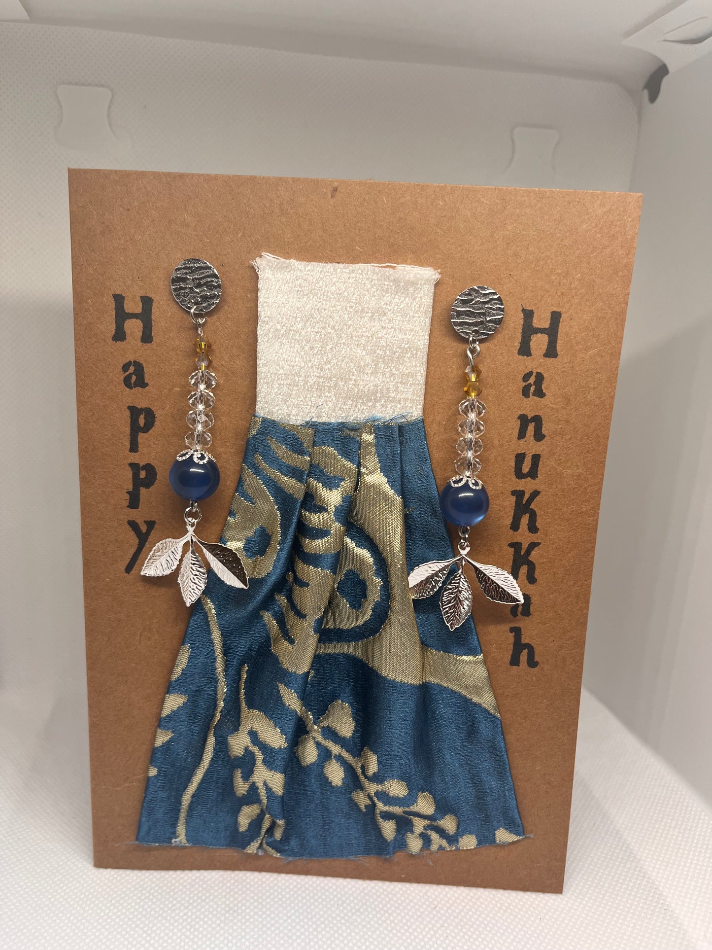 Handcrafted Holiday Earrings and Card Gift Set (Merry Christmas, Happy Holidays, Happy Hanukkah, and Joyous Kwanzaa)
