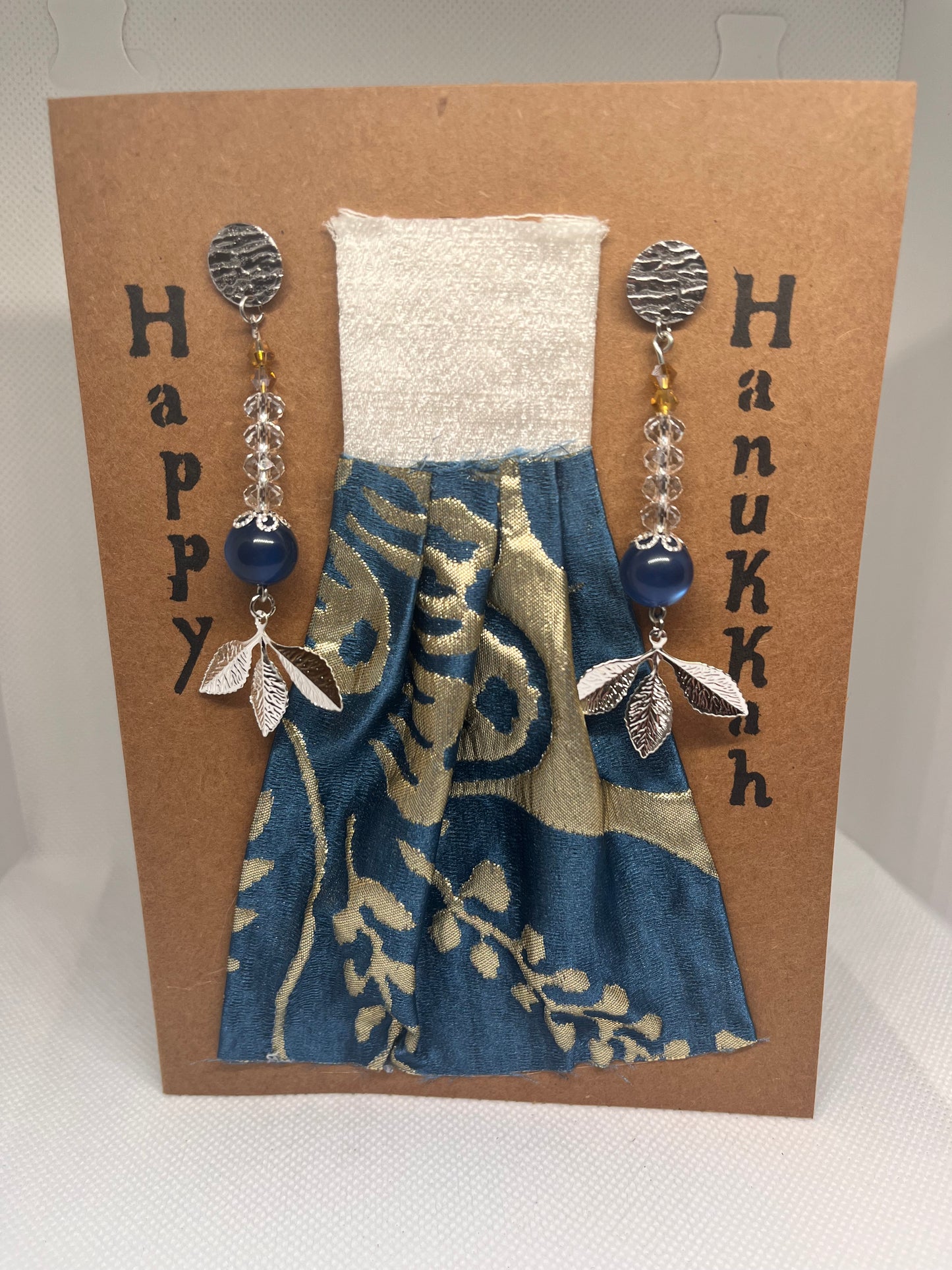 Handcrafted Holiday Earrings and Card Gift Set (Merry Christmas, Happy Holidays, Happy Hanukkah, and Joyous Kwanzaa)