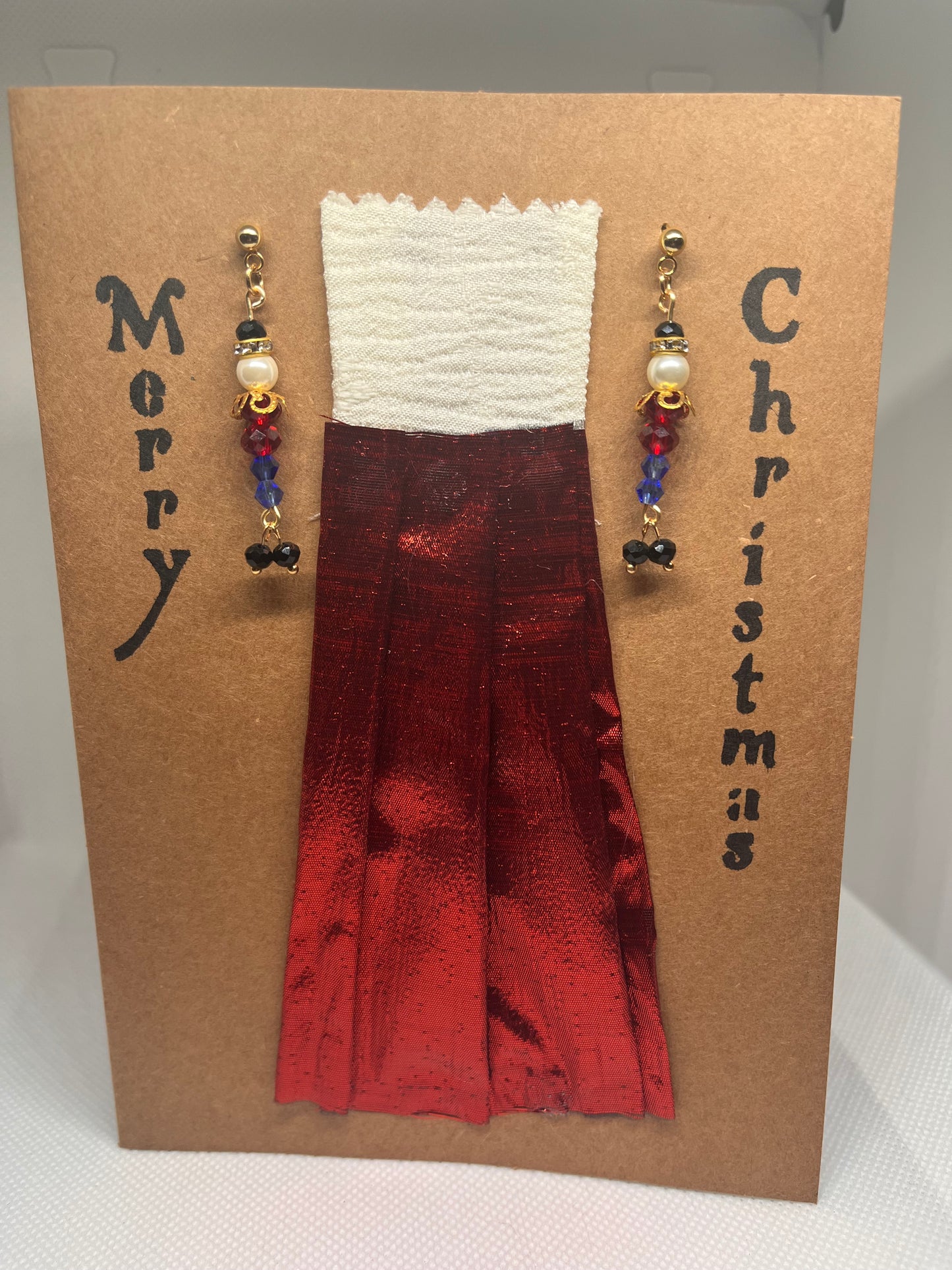 Handcrafted Holiday Earrings and Card Gift Set (Merry Christmas, Happy Holidays, Happy Hanukkah, and Joyous Kwanzaa)