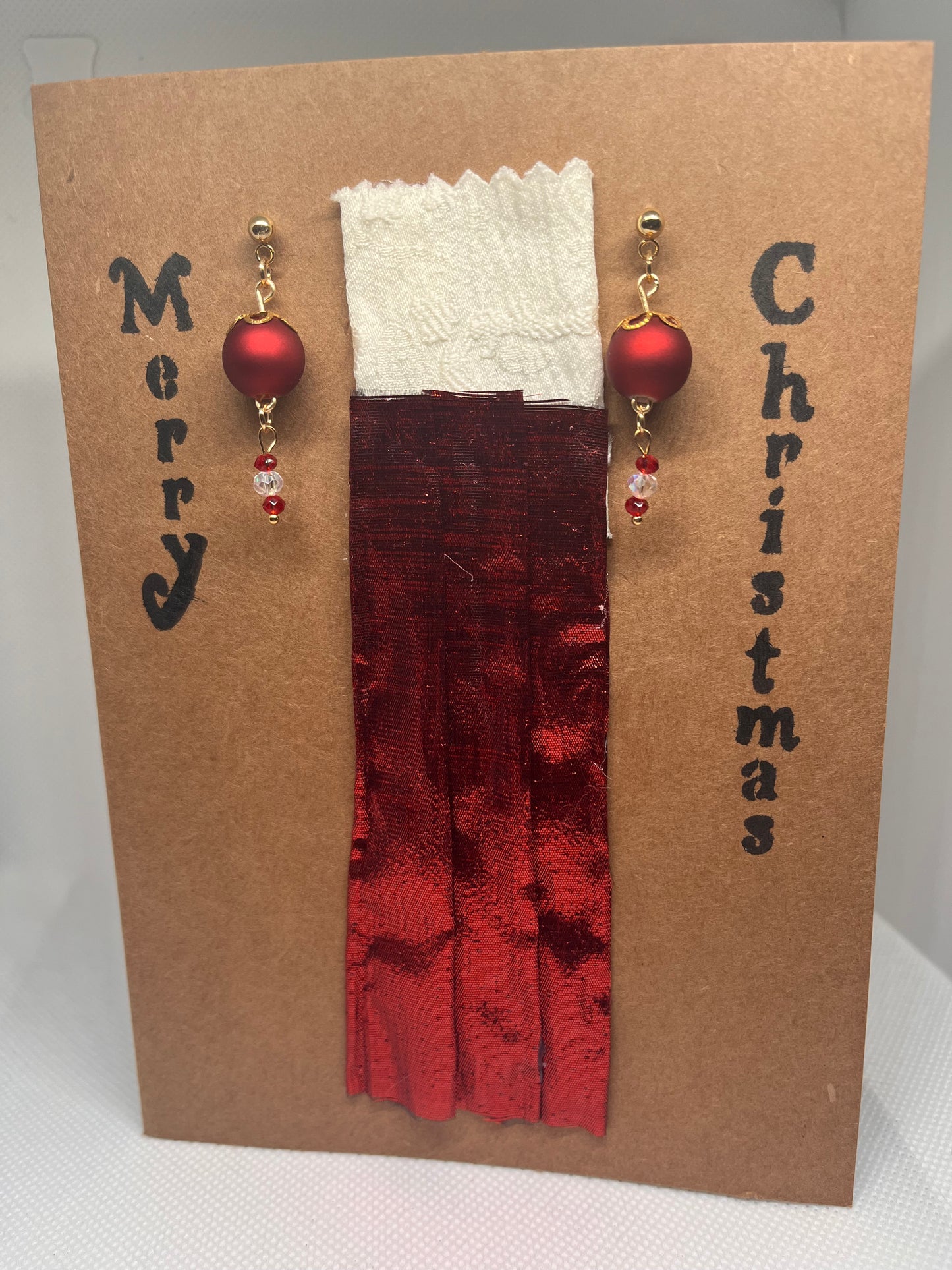 Handcrafted Holiday Earrings and Card Gift Set (Merry Christmas, Happy Holidays, Happy Hanukkah, and Joyous Kwanzaa)