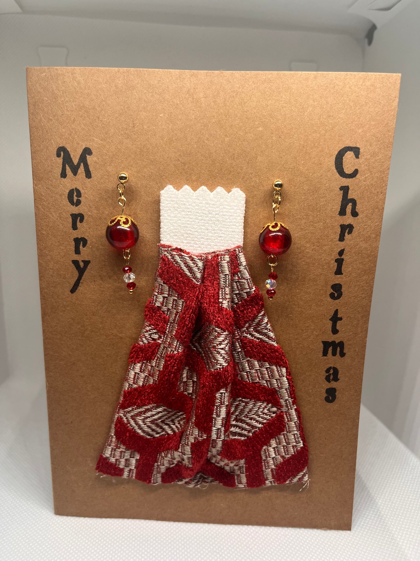 Handcrafted Holiday Earrings and Card Gift Set (Merry Christmas, Happy Holidays, Happy Hanukkah, and Joyous Kwanzaa)
