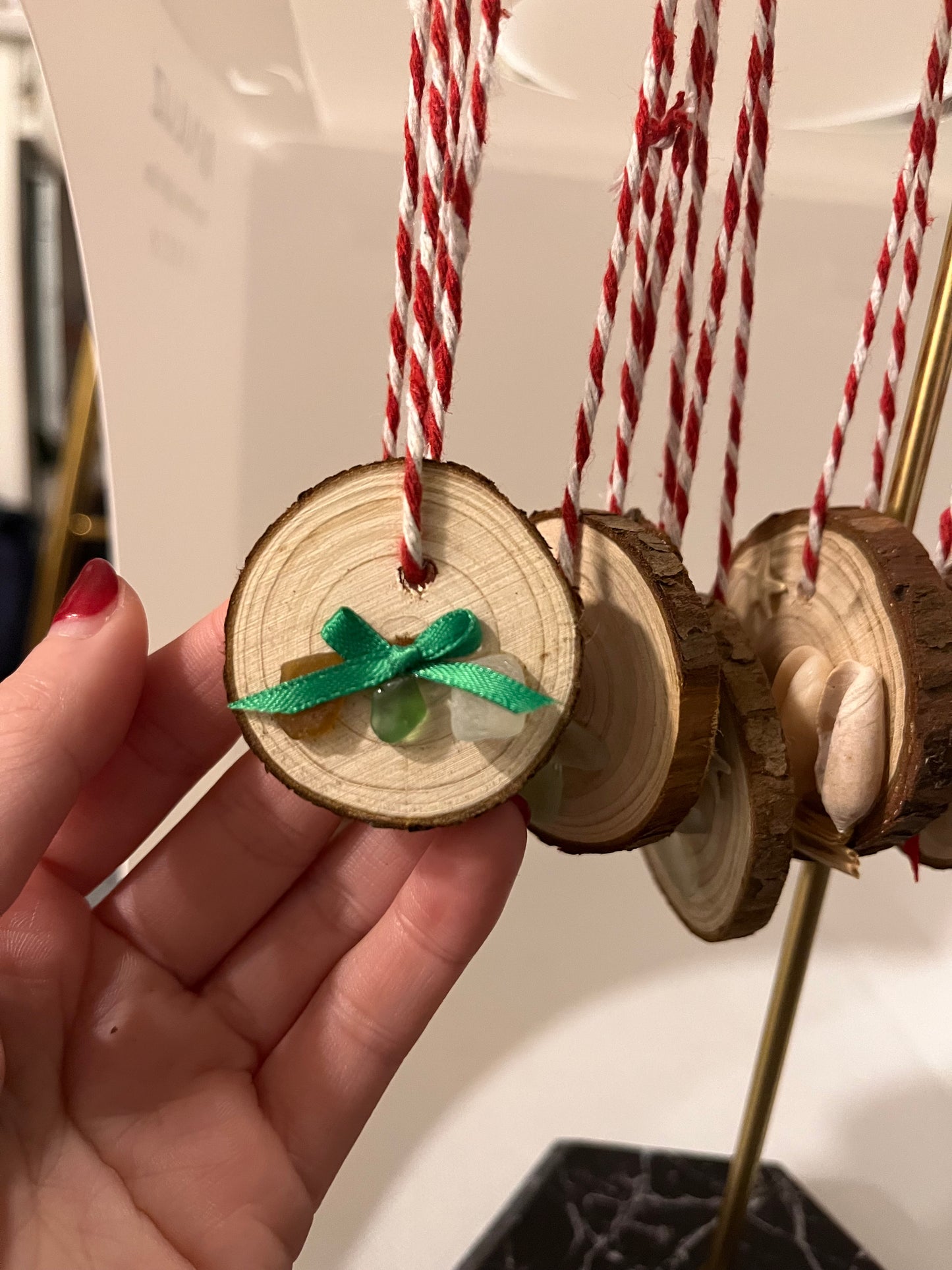 Sea glass and sea shell Christmas ornaments (nativity, Christmas tree, holly, turtle, angel, etc.)