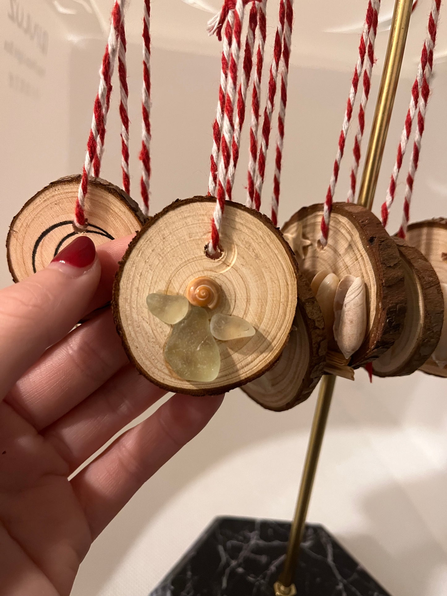 Sea glass and sea shell Christmas ornaments (nativity, Christmas tree, holly, turtle, angel, etc.)