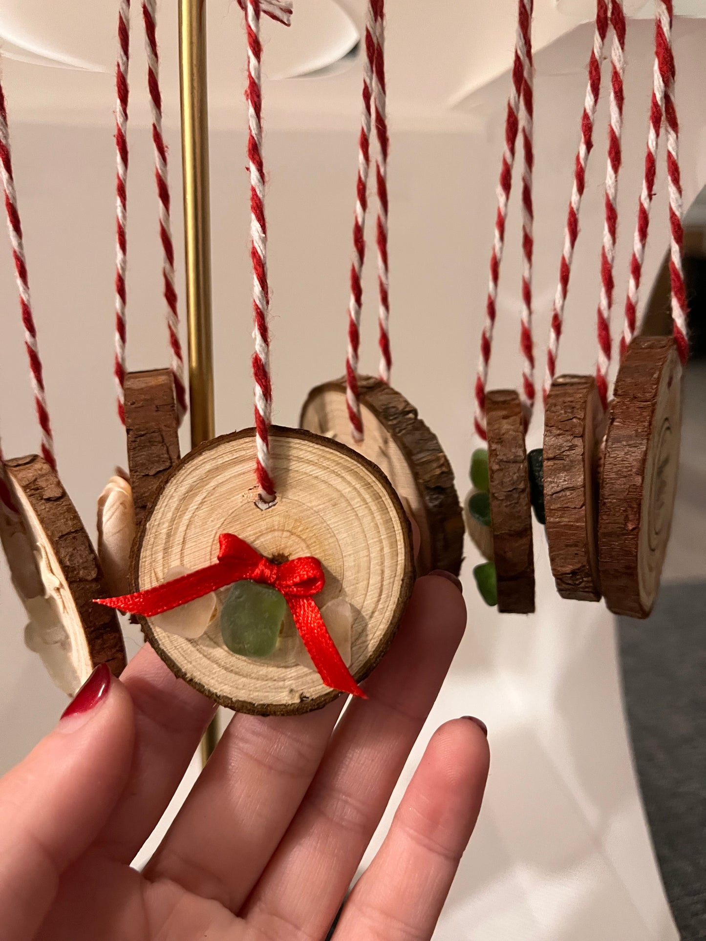 Sea glass and sea shell Christmas ornaments (nativity, Christmas tree, holly, turtle, angel, etc.)