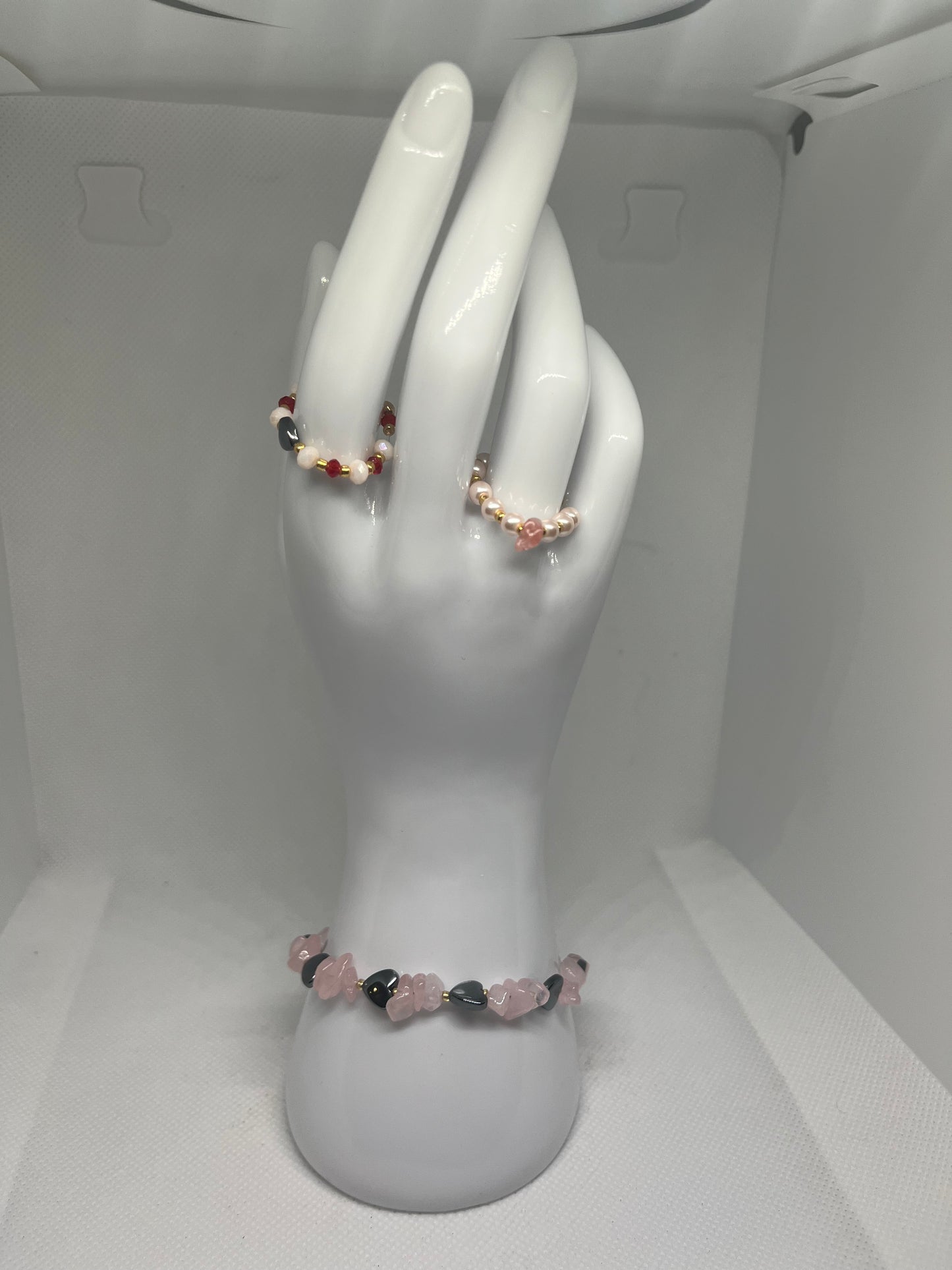Valentine's Heart Beaded Stretch Rings