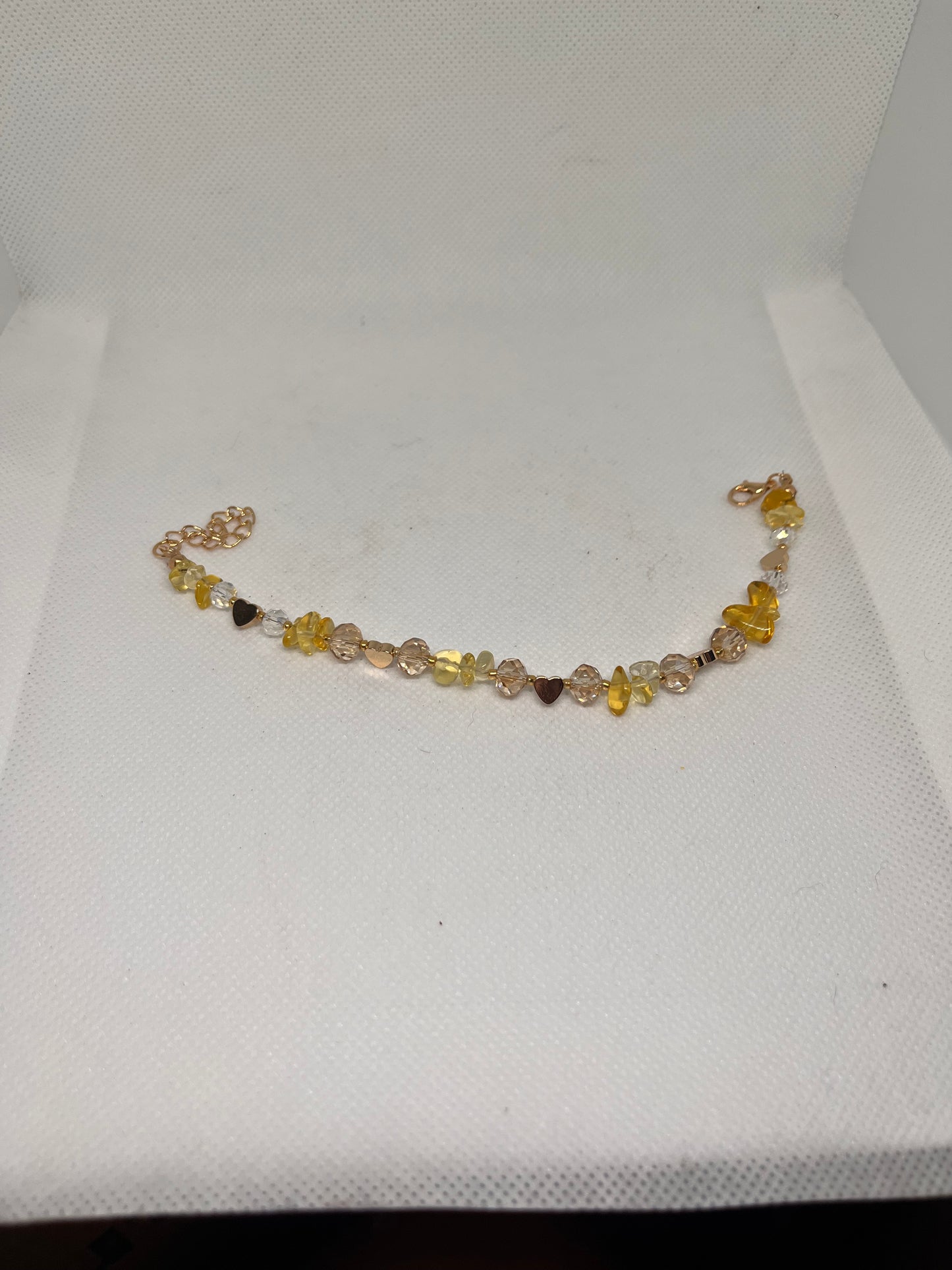 Citrine and Beaded Hearts Bracelet