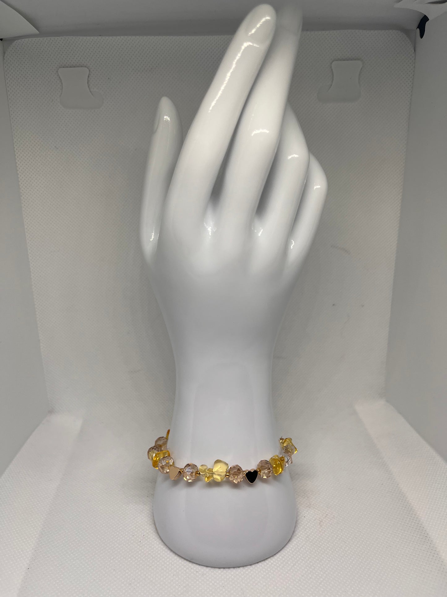 Citrine and Beaded Hearts Bracelet