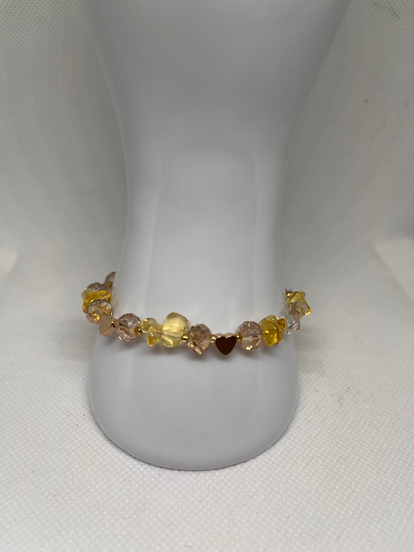 Citrine and Beaded Hearts Bracelet