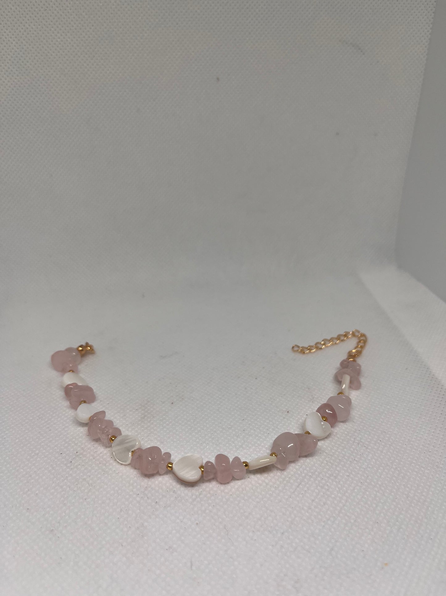 Sweetheart Bracelets (Rose Quartz or Watermelon Quartz) w/ White Shell Heart Beads