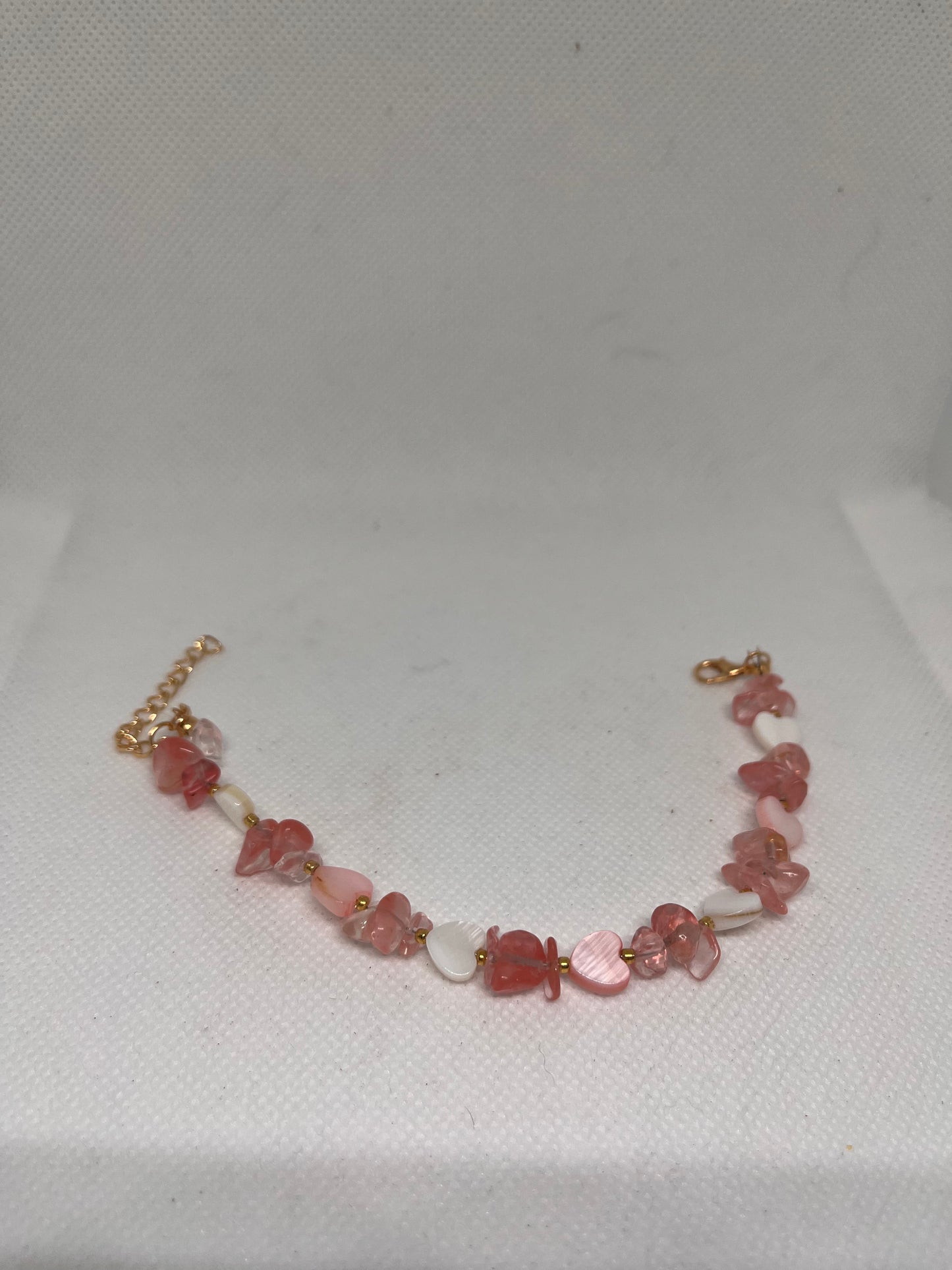 Sweetheart Bracelets (Rose Quartz or Watermelon Quartz) w/ White Shell Heart Beads