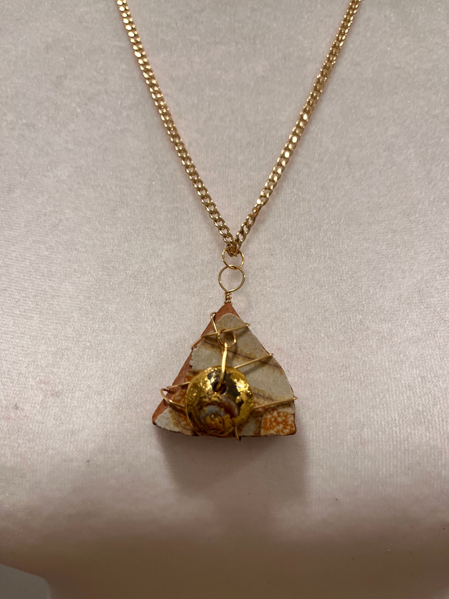 Broken Spiral Gold Foil Shell on Chaney (St. Croix) Necklace