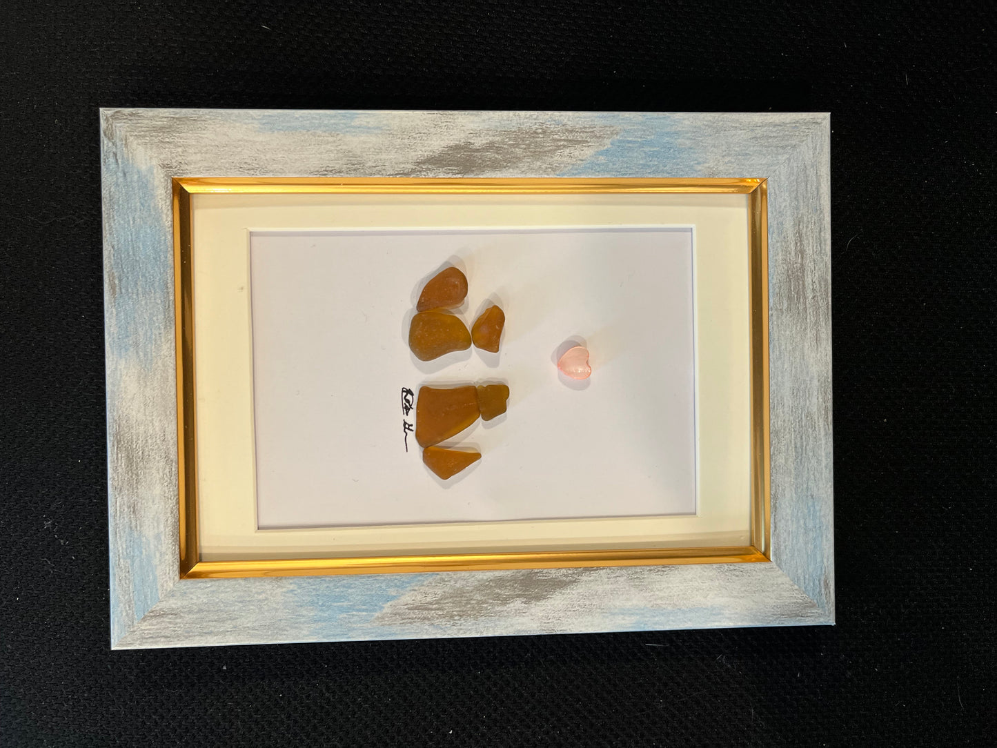 Kitties in Love Sea Glass Art (4x6 frame)