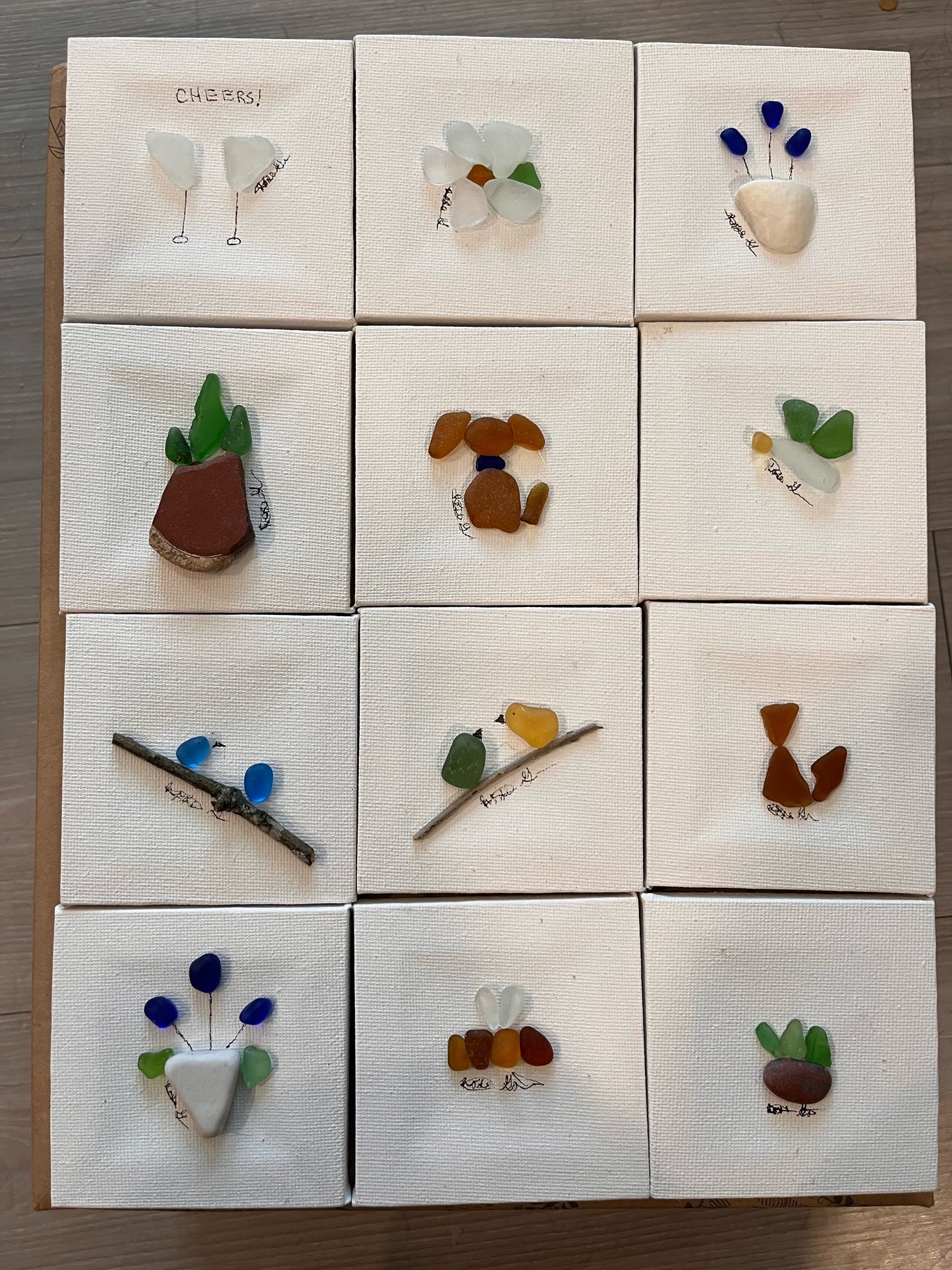 Beautiful 3x3 Sea Glass Art (1 pc)