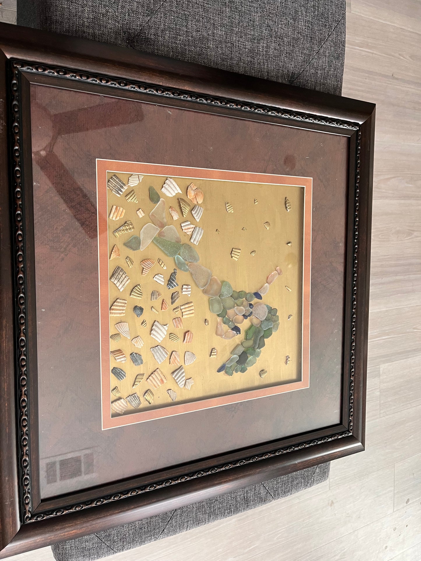 Under The Sea: Mystical Sea Glass Mermaid & Seashell Art (approx. 16x16 frame)