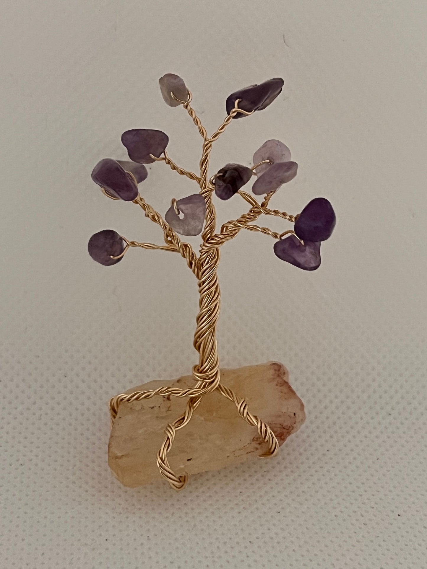 Magical (Amethyst, Carnelian, Rose Quartz, Sunstone, Fluorite, Aventurine, Citrine, OR Aquamarine) and Citrine Base Gemstone Tree