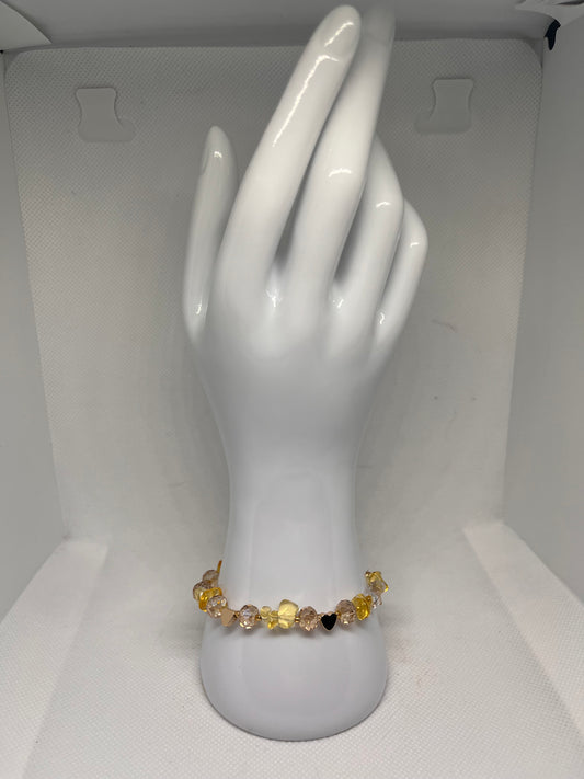 Citrine and Beaded Hearts Bracelet