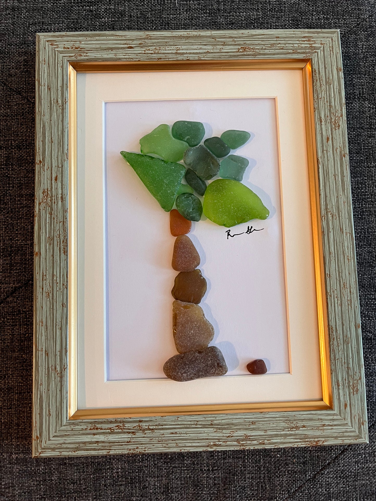 Palm Days: Captivating Sea Glass Palm Tree Art (5x7 frame)