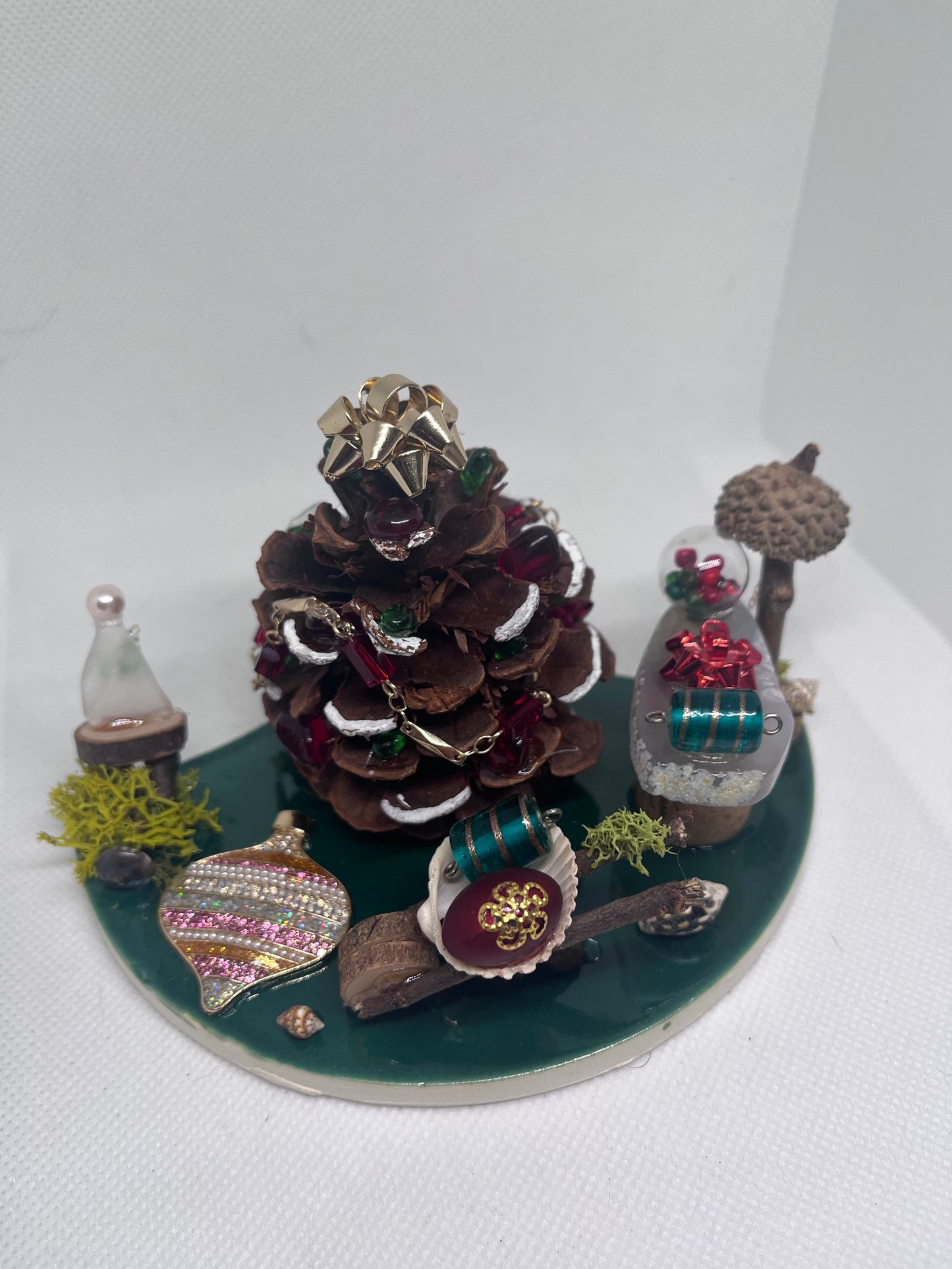 Christmas Tree Wonderland: White Sea Glass Fairy With Christmas Tree