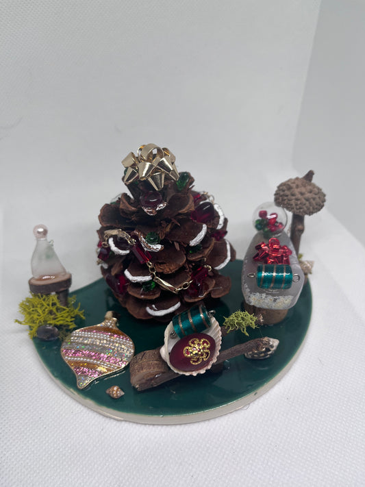 Christmas Tree Wonderland: White Sea Glass Fairy With Christmas Tree