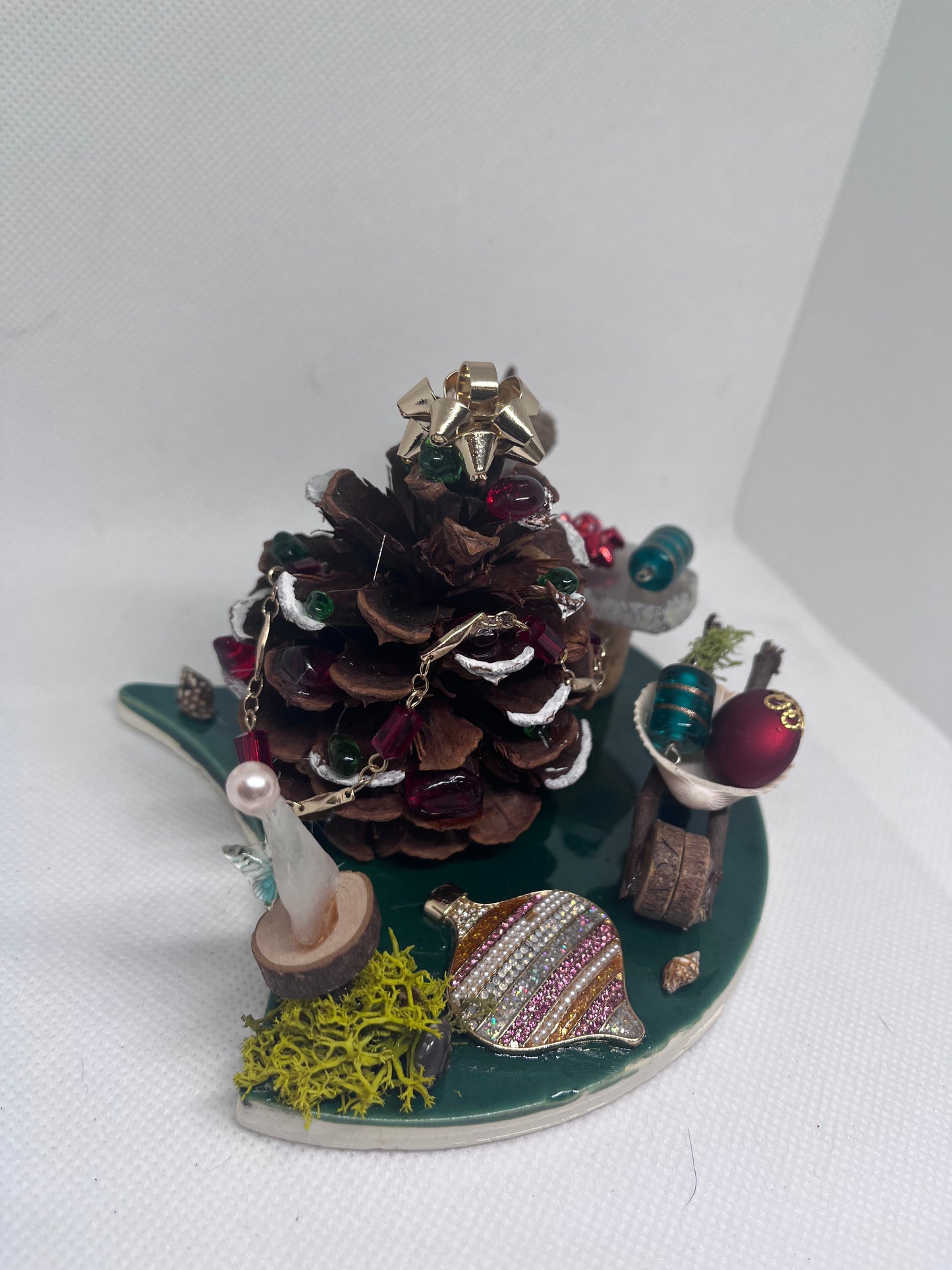 Christmas Tree Wonderland: White Sea Glass Fairy With Christmas Tree