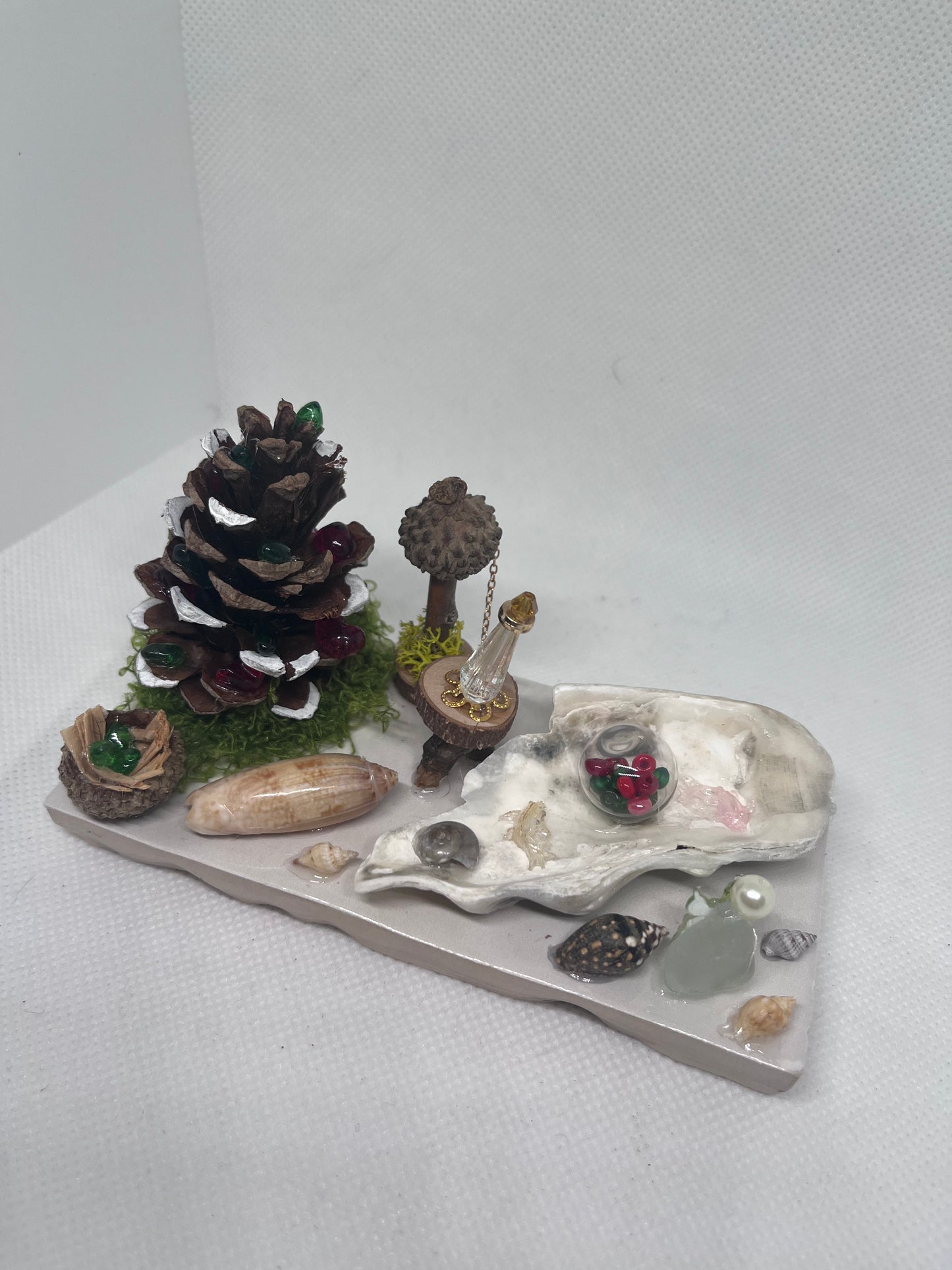 Christmas Tree Wonderland: White Sea Glass Fairy With Christmas Tree