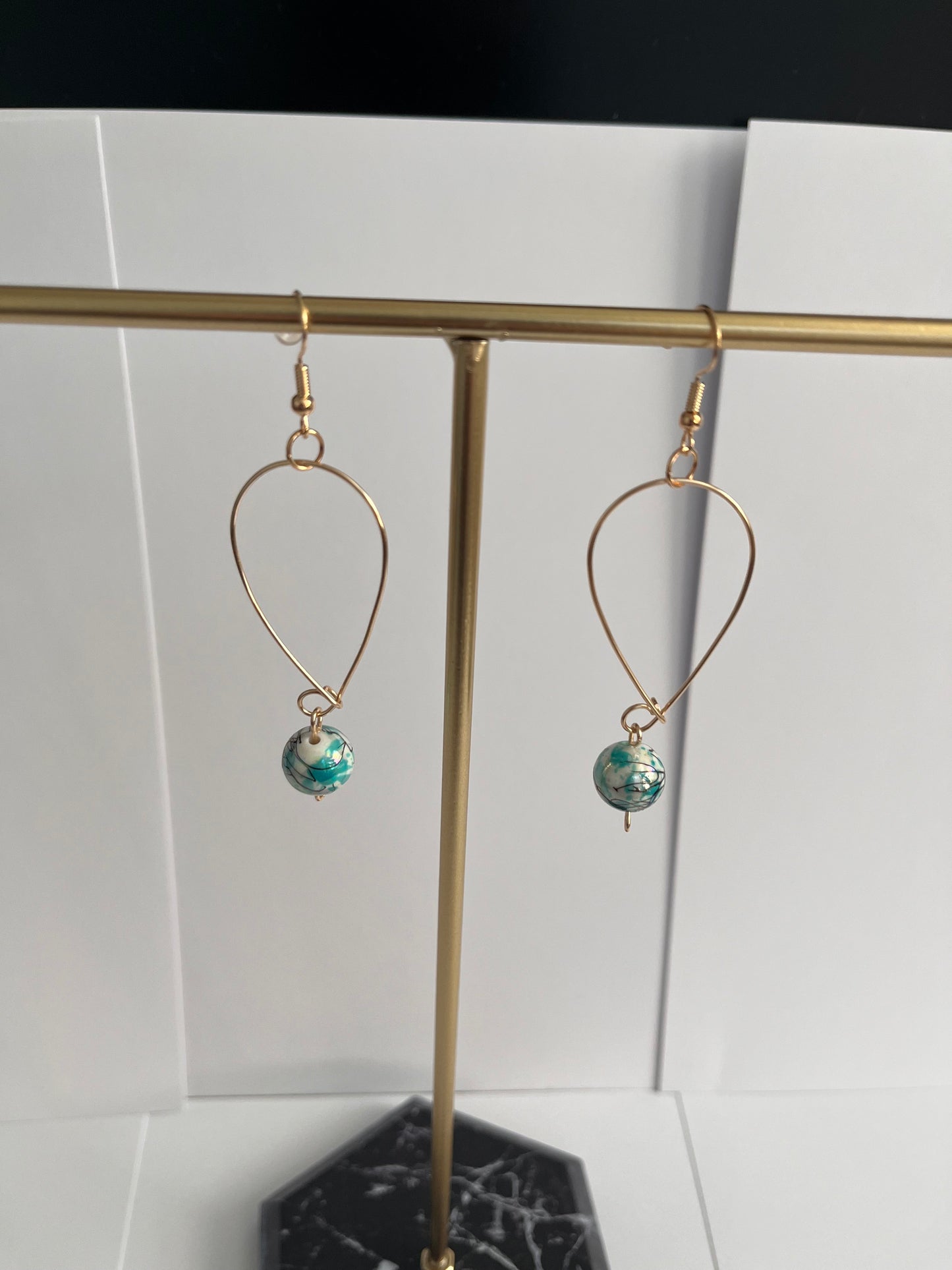 Dreamy Bohemian Bliss: Upside-down Teardrop Gold Hoop Earrings